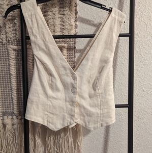 Cropped linen button vest